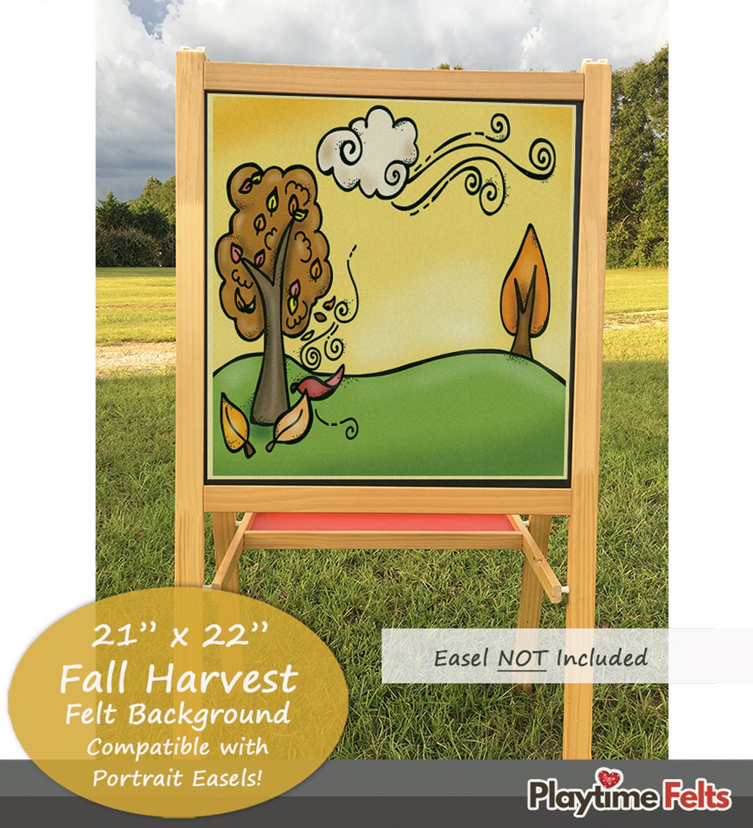21" x 22" Fall Harvest Felt Scene for Board and Easel Flannel Board Teaching - Felt Board Stories for Preschool Classroom Playtime Felts