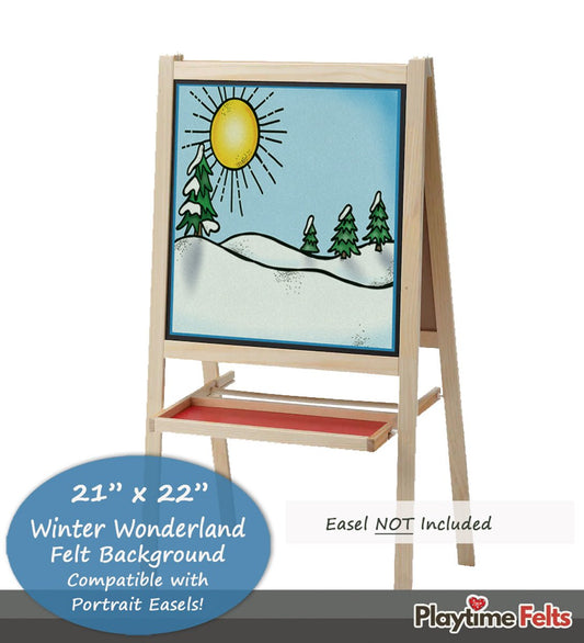 21" x 22" Winter Wonderland Felt Scene for Board and Easel Flannel Board Teaching - Felt Board Stories for Preschool Classroom Playtime Felts