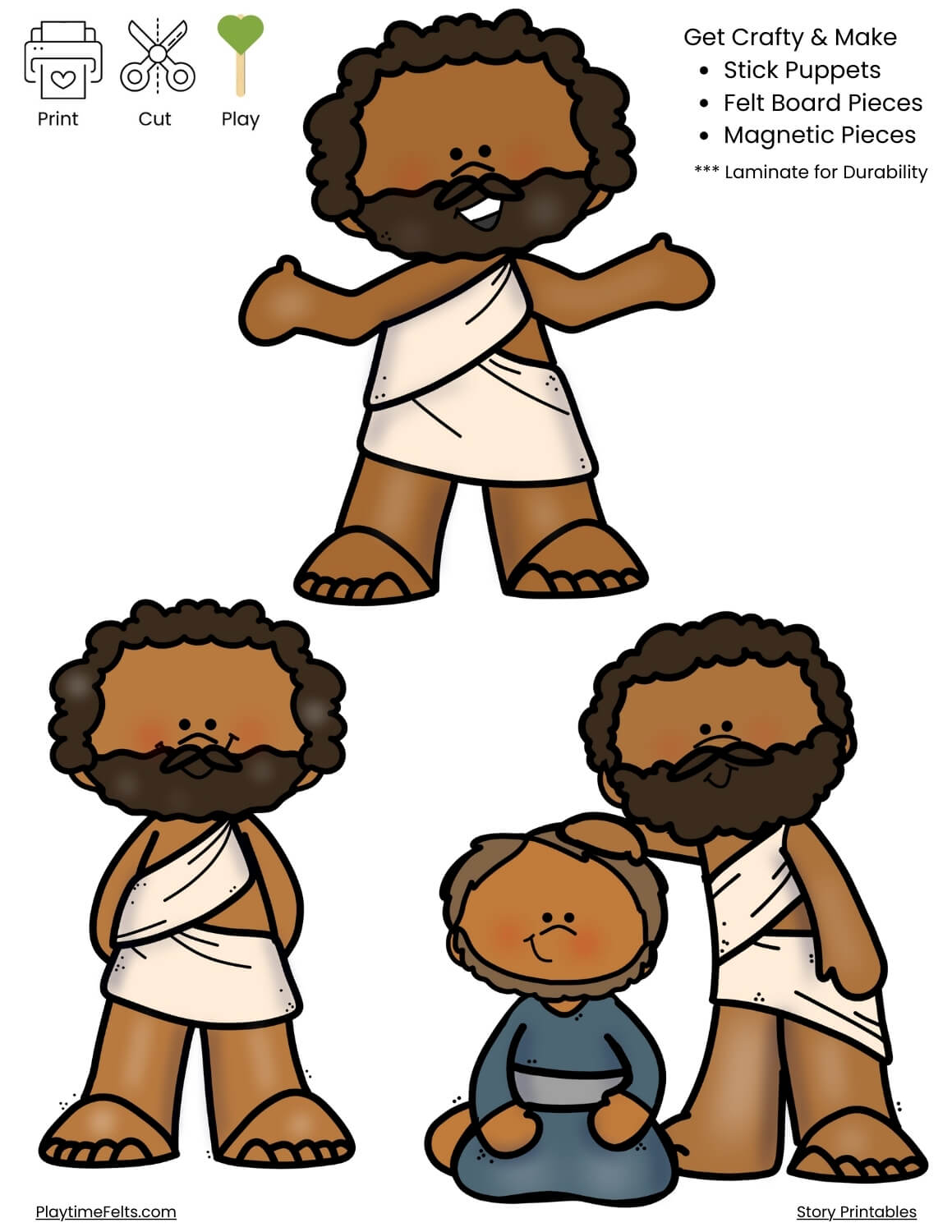 Baptism of Jesus Story Printables | Bible Puppets & Storytelling Images - Story Printables Playtime Felts