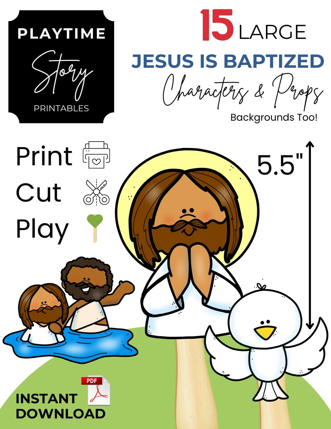 Baptism of Jesus Story Printables | Bible Puppets & Storytelling Images - Story Printables Playtime Felts