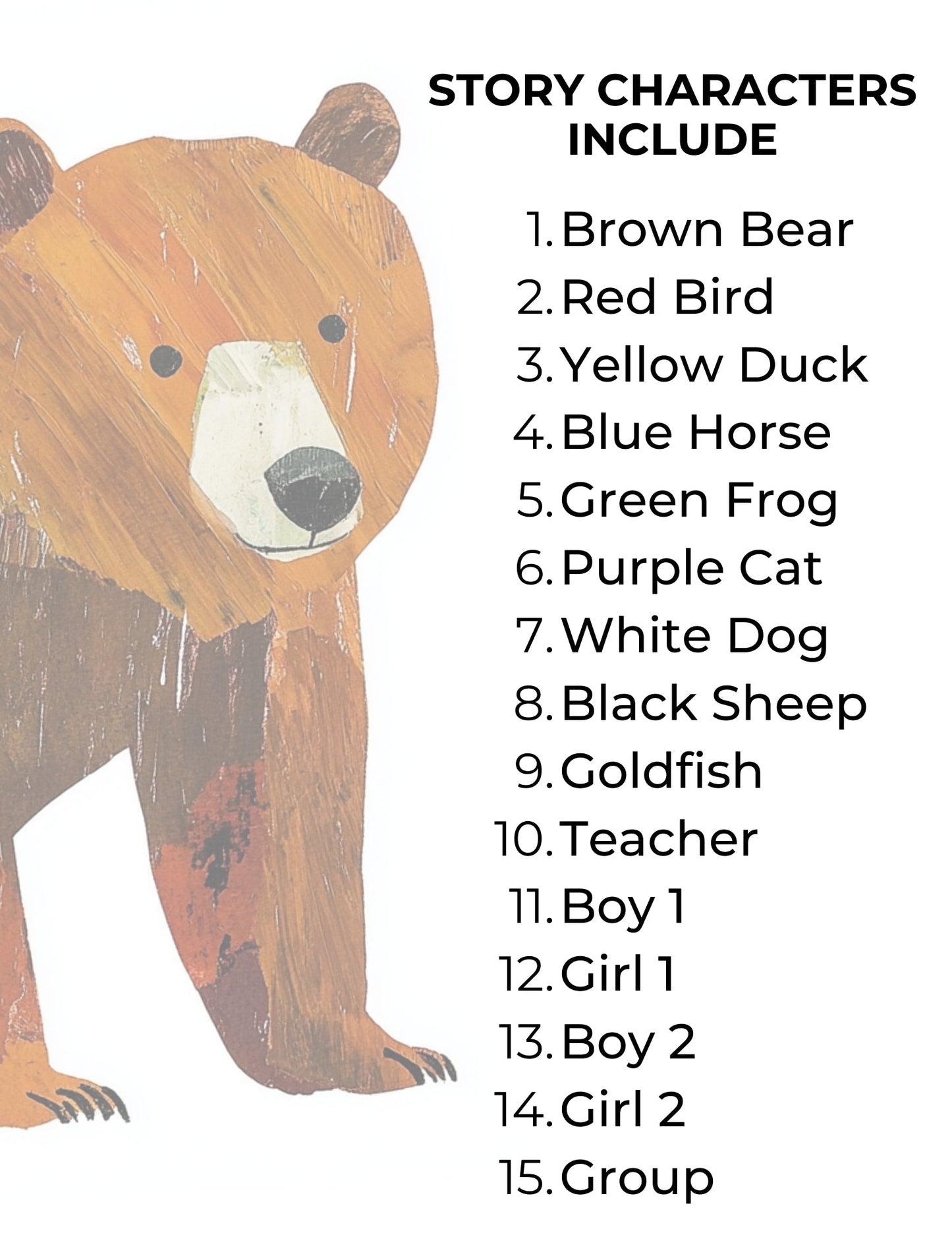 Brown Bear Brown Bear What Do You See | Stick Puppets Kids Visual Aids - Stick Puppets Playtime Felts