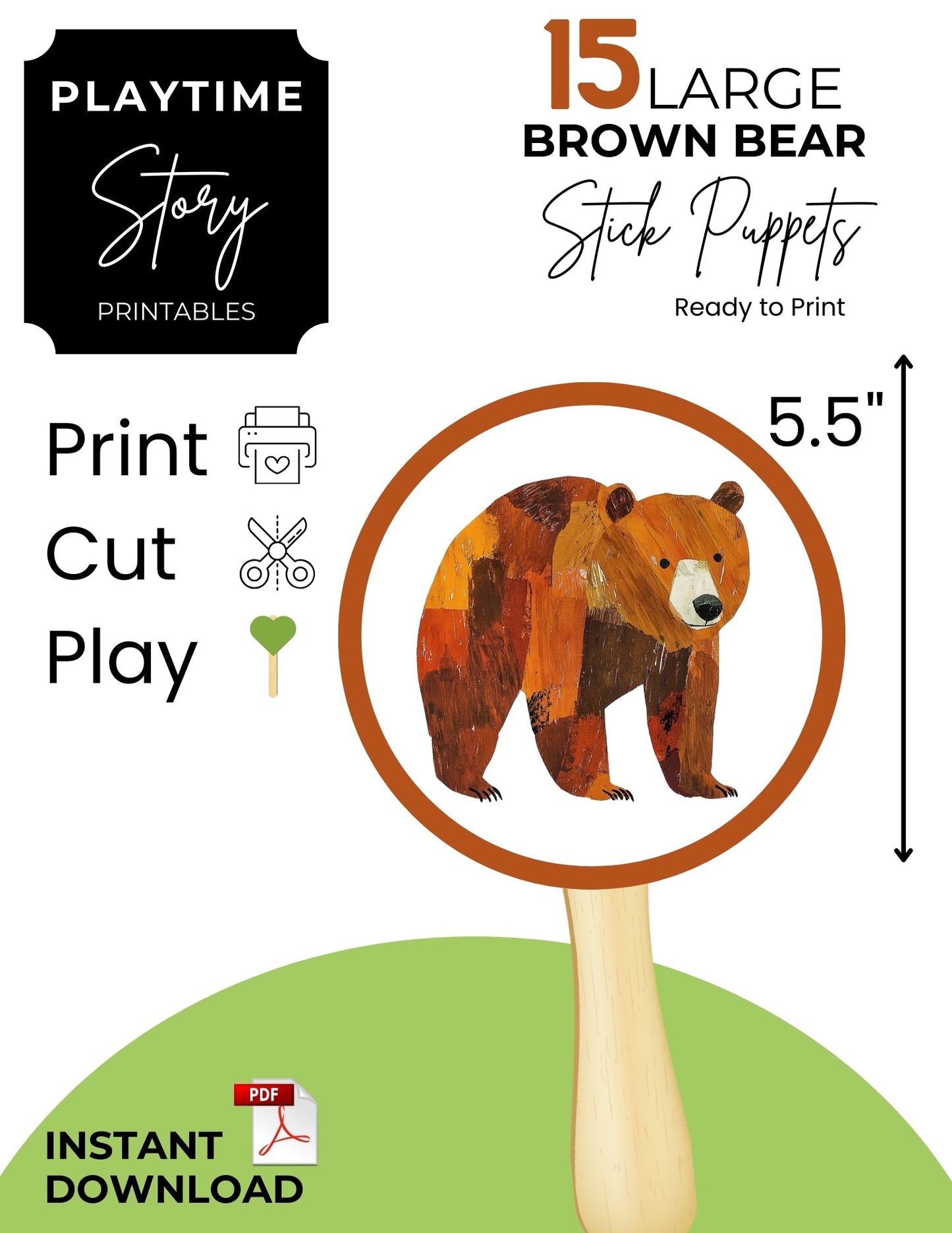 Brown Bear Brown Bear What Do You See | Stick Puppets Kids Visual Aids - Stick Puppets Playtime Felts