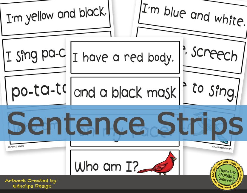 FREE Birds Sentence Strips - Preschool Activity Sheets Playtime Felts