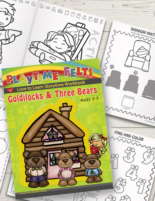 Goldilocks and Three Bears Storytime Workbook - Preschool Activity Sheets Playtime Felts