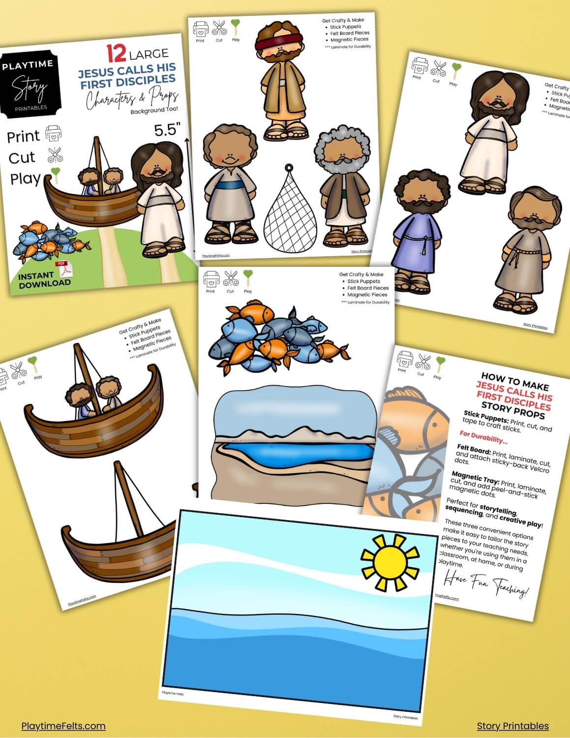 Jesus Calls His First Disciples Bible Story Printables PDF - Story Printables Playtime Felts