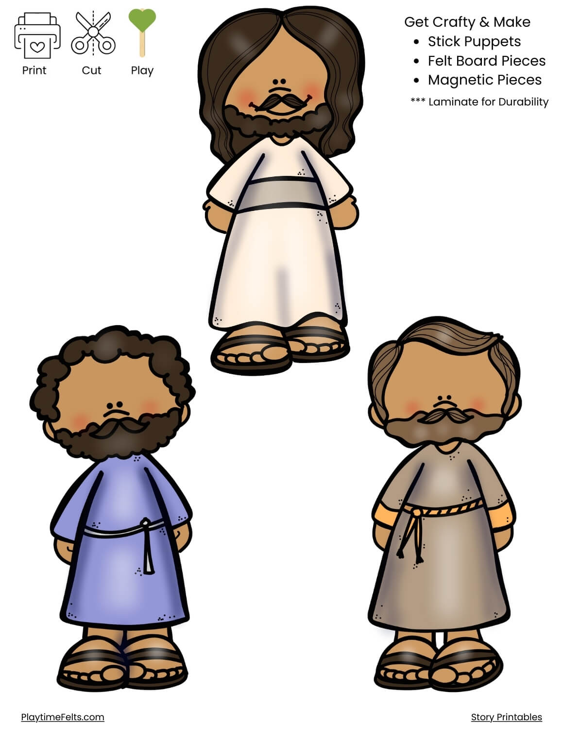 Jesus Calls His First Disciples Bible Story Printables PDF - Story Printables Playtime Felts