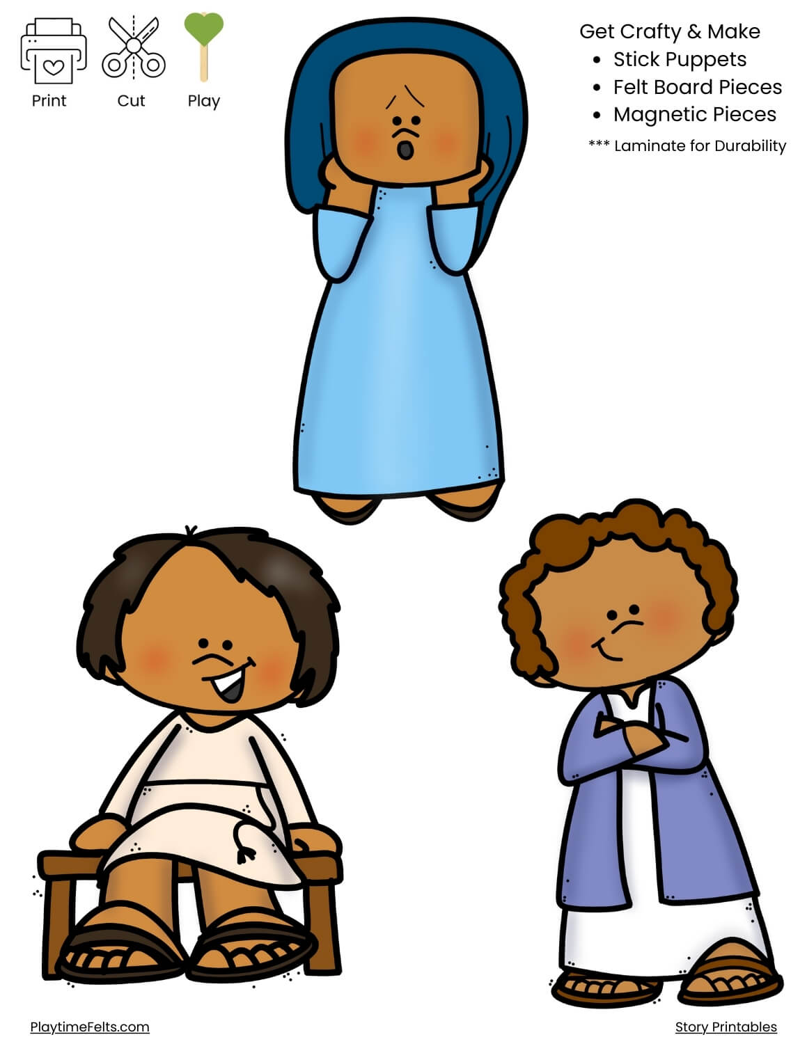 Jesus in the Temple Bible Story Printables PDF - Story Printables Playtime Felts