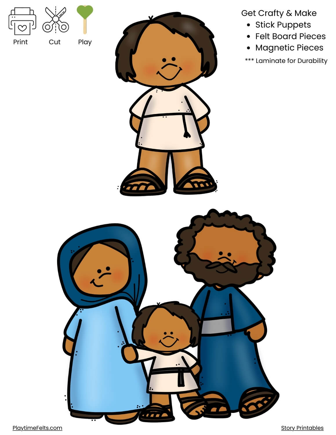 Jesus in the Temple Storytelling Characters | Bible Puppets & Visuals - Story Printables Playtime Felts