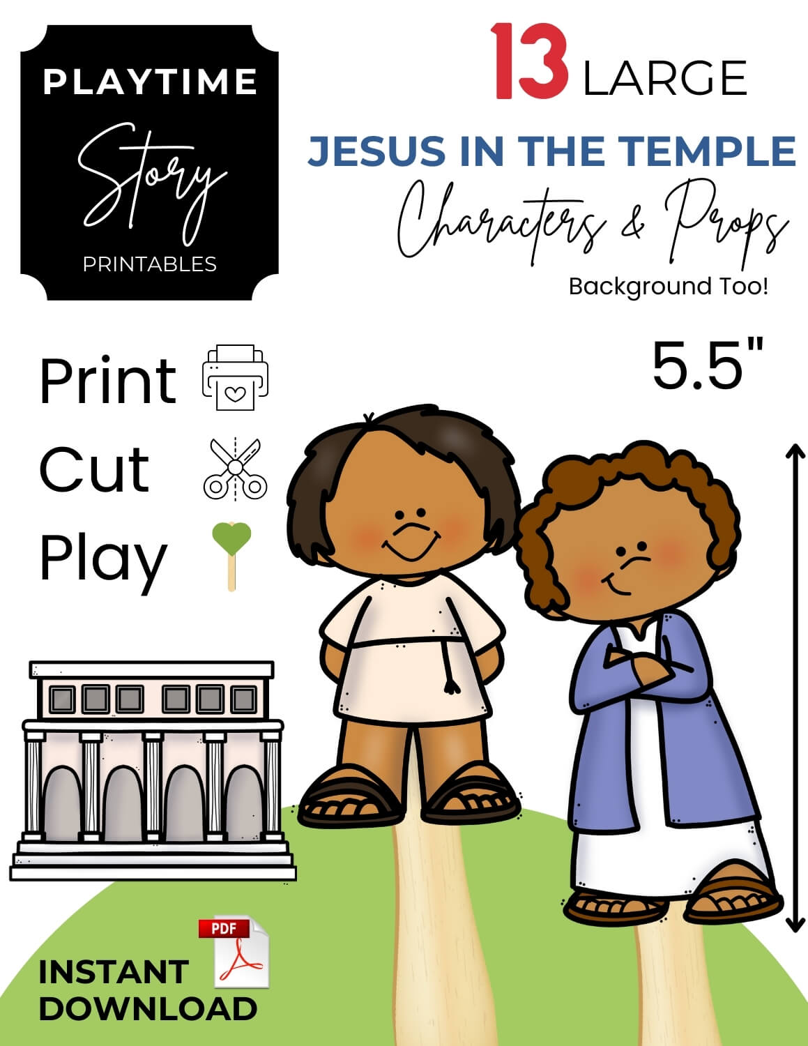 Jesus in the Temple Storytelling Characters | Bible Puppets & Visuals - Story Printables Playtime Felts