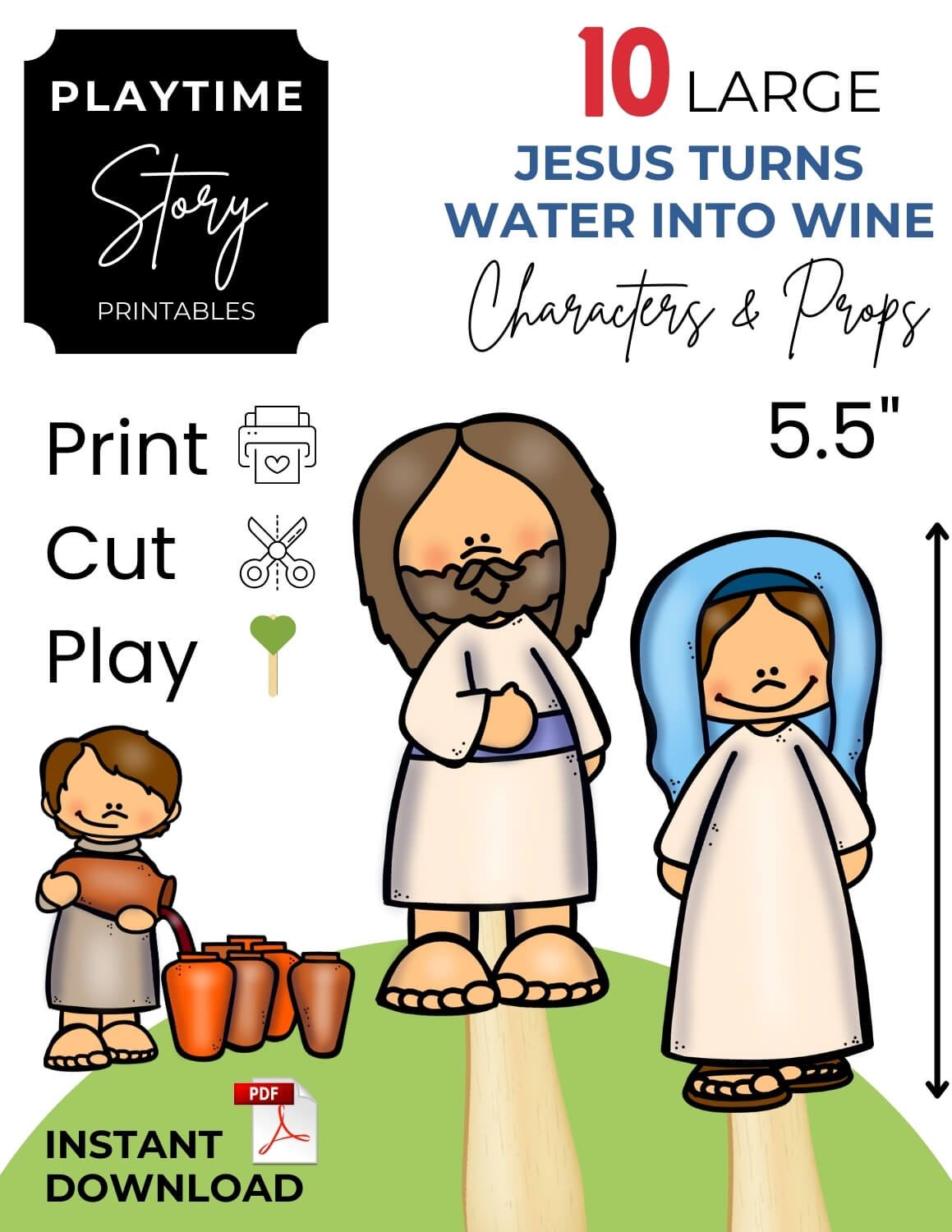 Jesus Turns Water into Wine Bible Story Printables PDF - Story Printables Playtime Felts