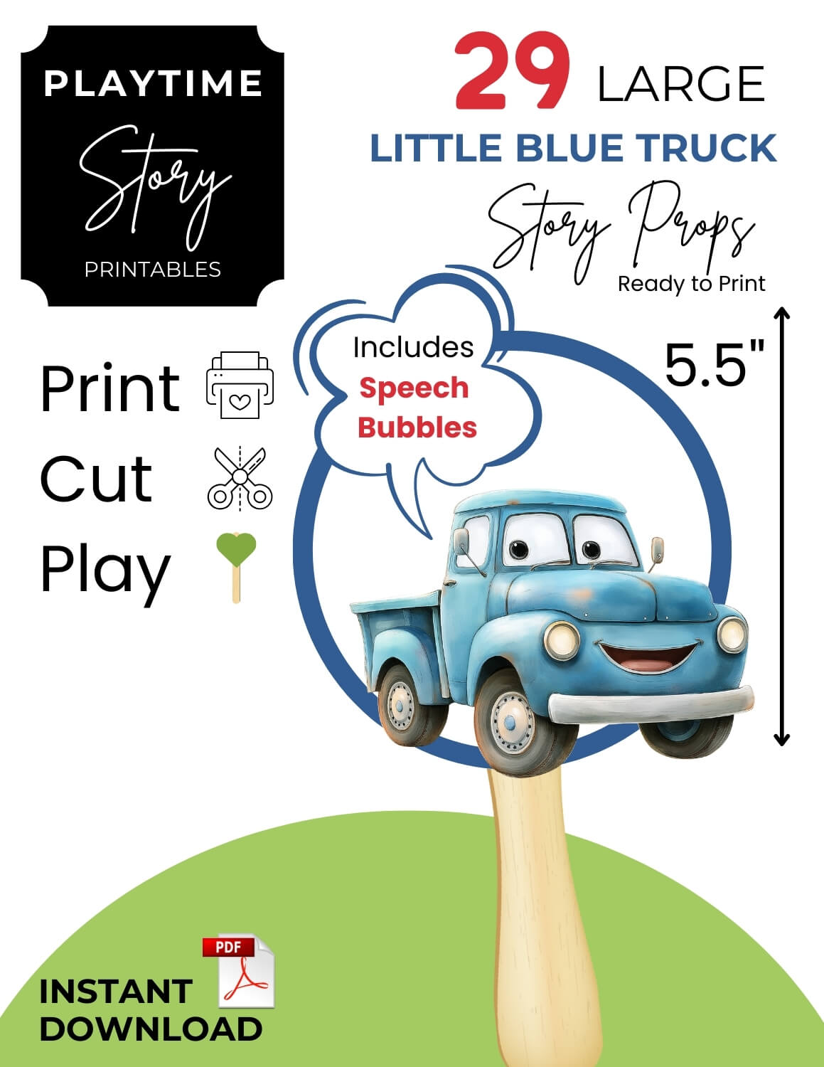 Little Blue Truck | Stick Puppets, DIY Felt Images, or Magnetic Story Props - Story Printables Playtime Felts