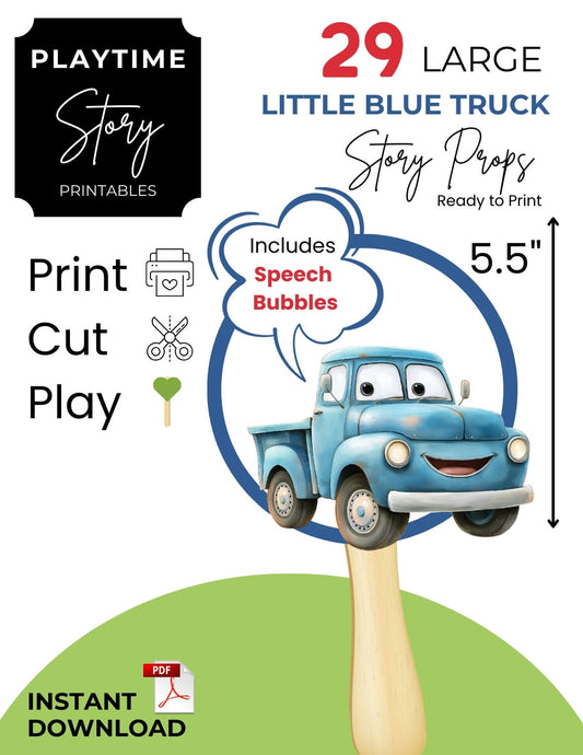 Little Blue Truck | Stick Puppets, DIY Felt Images, or Magnetic Story Props - Story Printables Playtime Felts