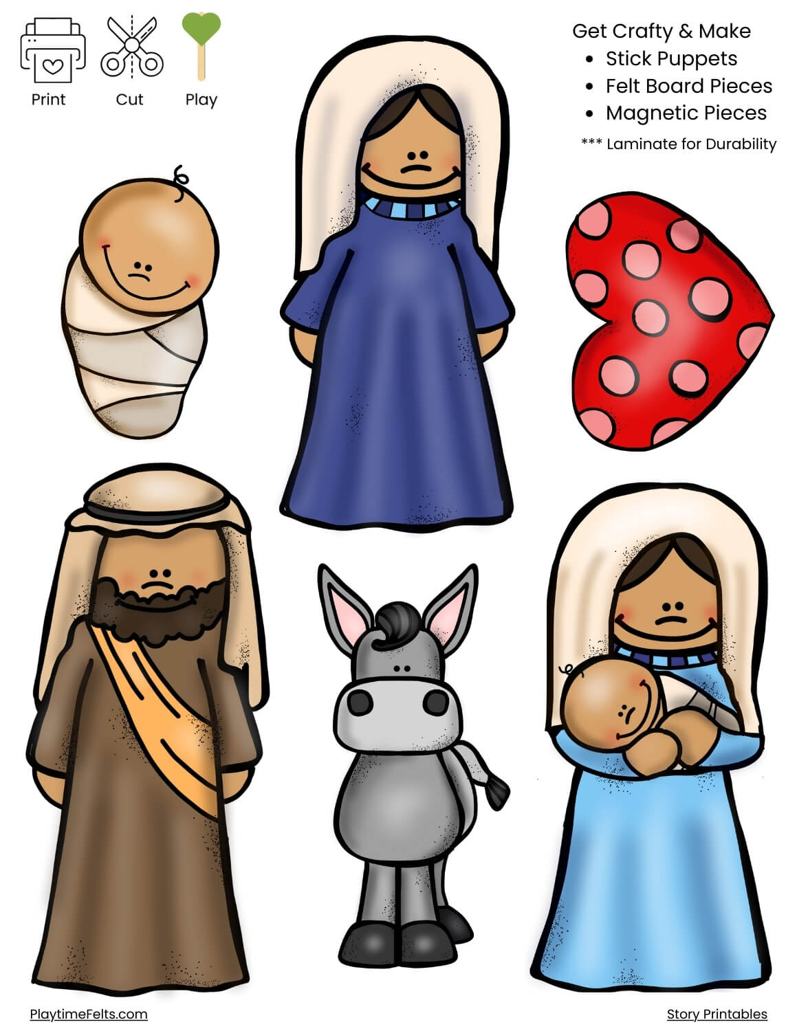 Nativity of Jesus Story Telling Set | Bible Story Printables - Story Printables Playtime Felts