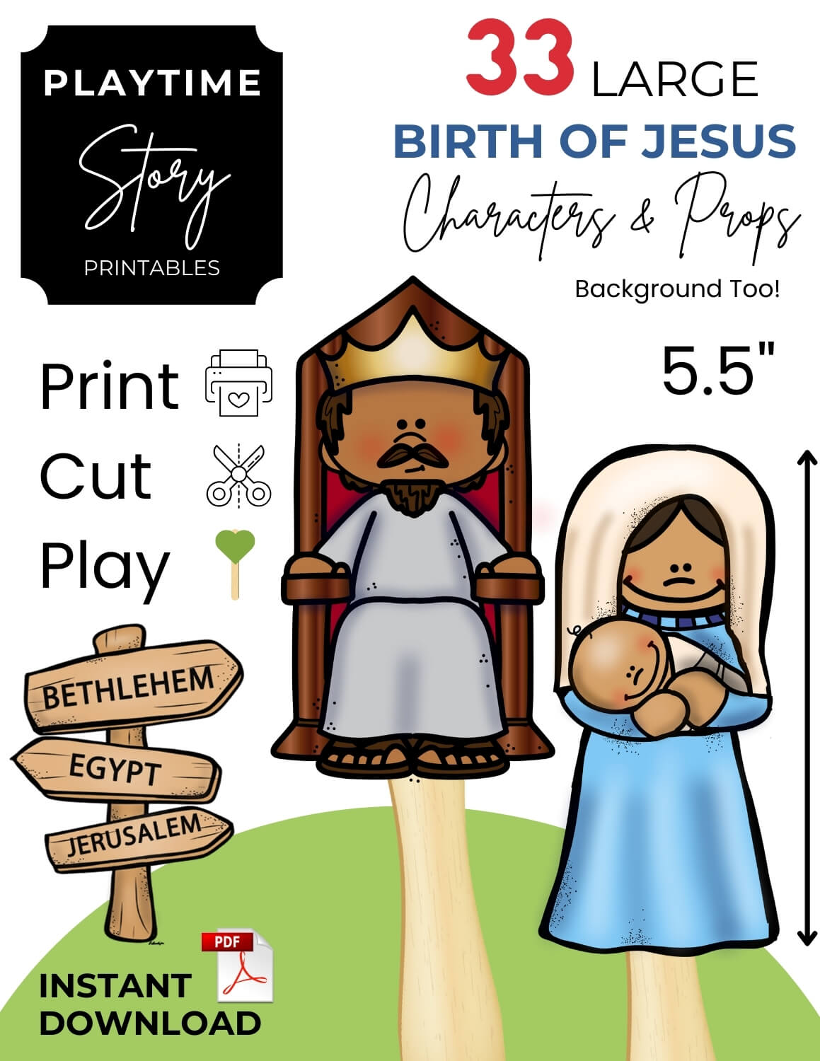 Nativity of Jesus Story Telling Set | Bible Story Printables - Story Printables Playtime Felts