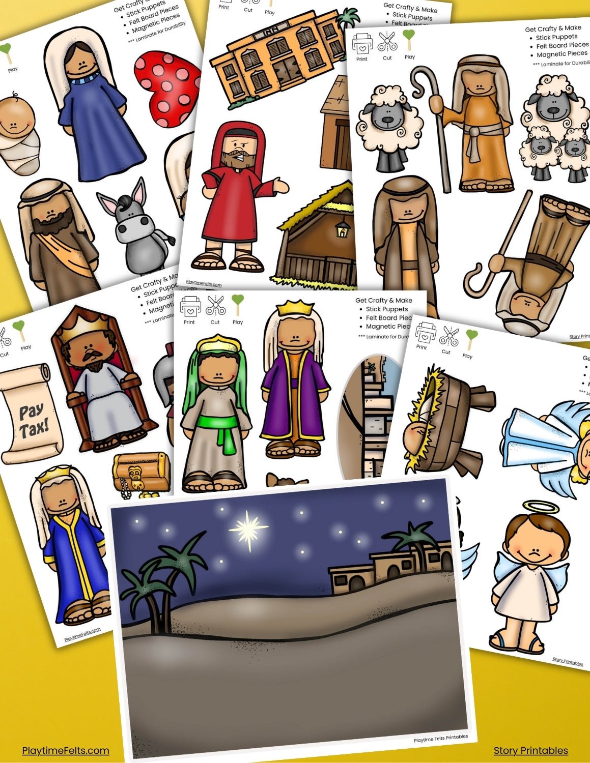 Nativity of Jesus Story Telling Set | Bible Story Printables - Story Printables Playtime Felts