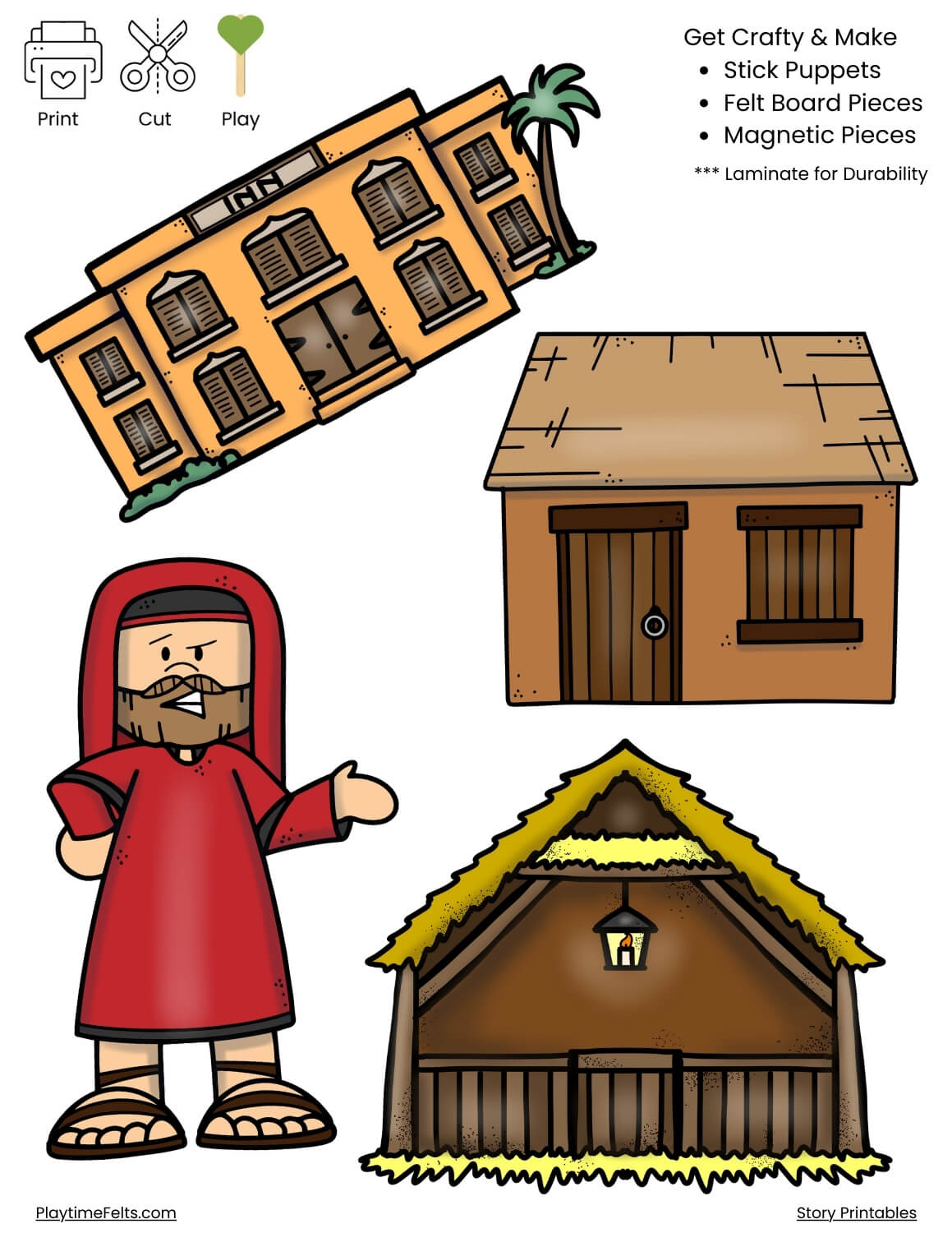 Nativity of Jesus Story Telling Set | Bible Story Printables - Story Printables Playtime Felts