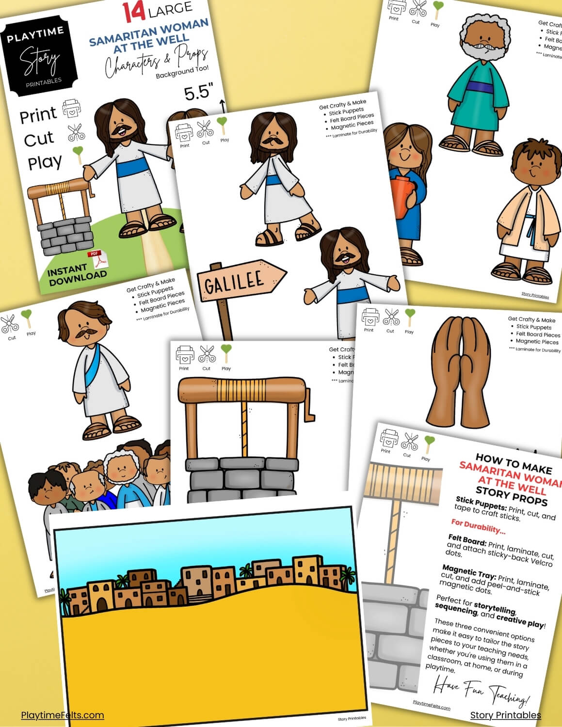 Samaritan Woman at the Well Bible Story Printables PDF - Story Printables Playtime Felts