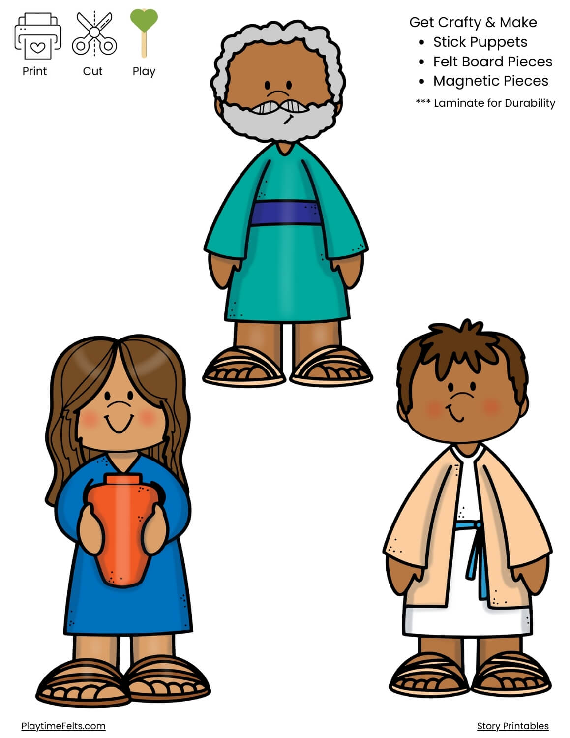 Samaritan Woman at the Well Bible Story Printables PDF - Story Printables Playtime Felts