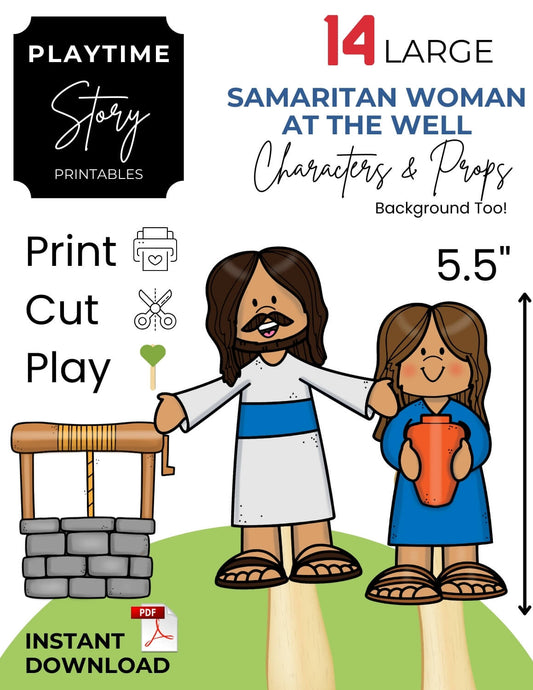 Samaritan Woman at the Well Bible Story Printables PDF - Story Printables Playtime Felts