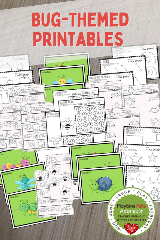 Spring Bug Themed Preschool Printable Activity Worksheets - Preschool Activity Sheets Playtime Felts