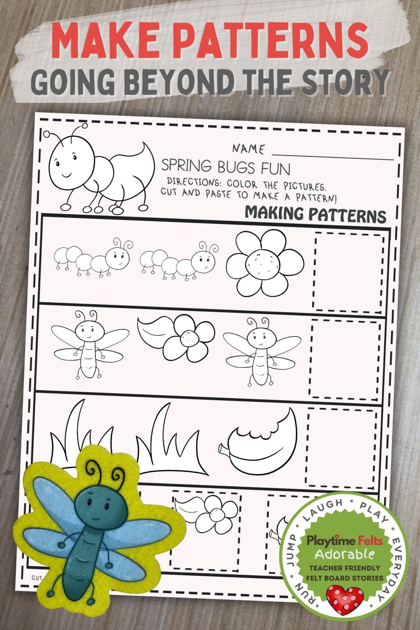 Spring Bug Themed Preschool Printable Activity Worksheets - Preschool Activity Sheets Playtime Felts