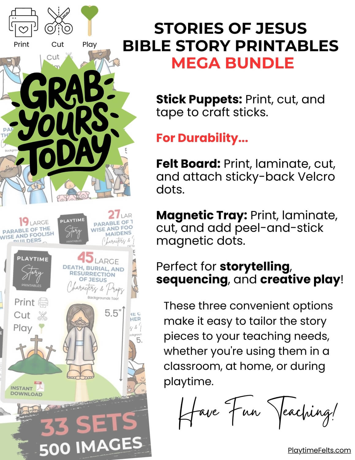 Stories of Jesus Bible Story Printables Mega BUNDLE - Story Printables Playtime Felts