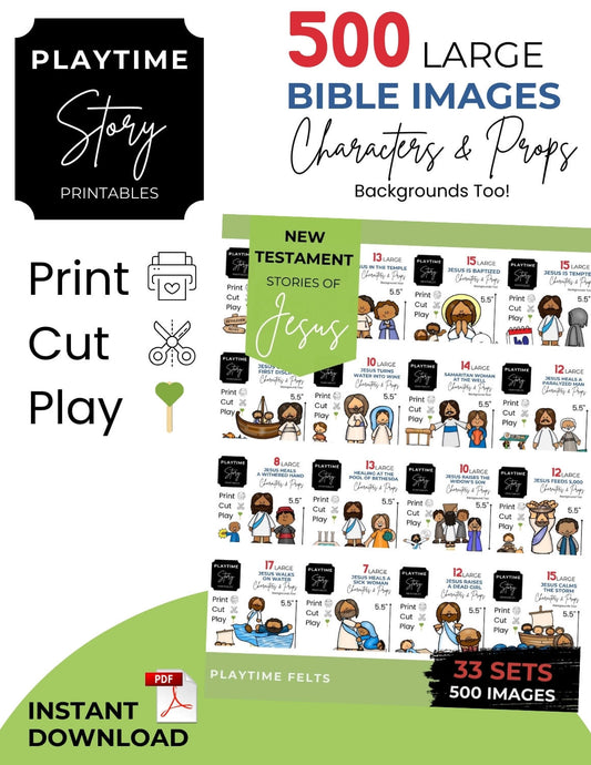 Stories of Jesus Bible Story Printables Mega BUNDLE - Story Printables Playtime Felts