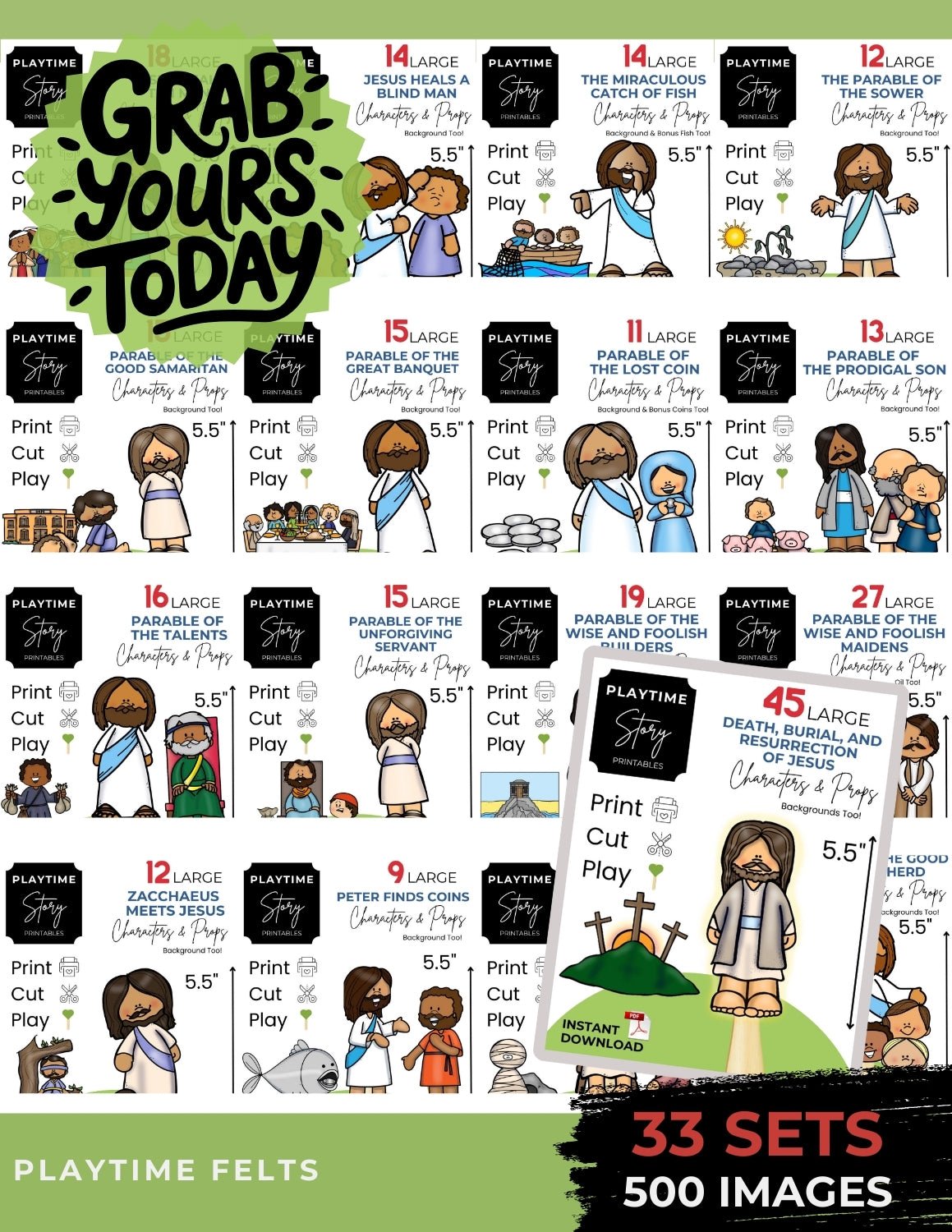 Stories of Jesus Bible Story Printables Mega BUNDLE - Story Printables Playtime Felts