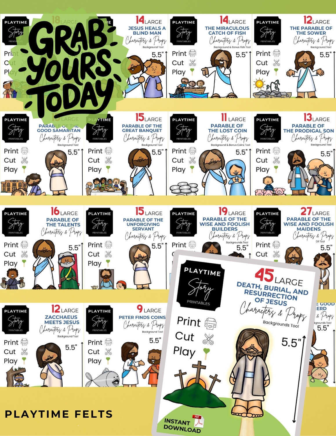 Stories of Jesus Bible Story Printables Mega BUNDLE - Story Printables Playtime Felts