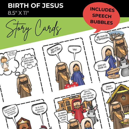 Story Cards: Birth of Jesus – Short Bible Stories for Kids (PDF) - Story Cards Playtime Felts