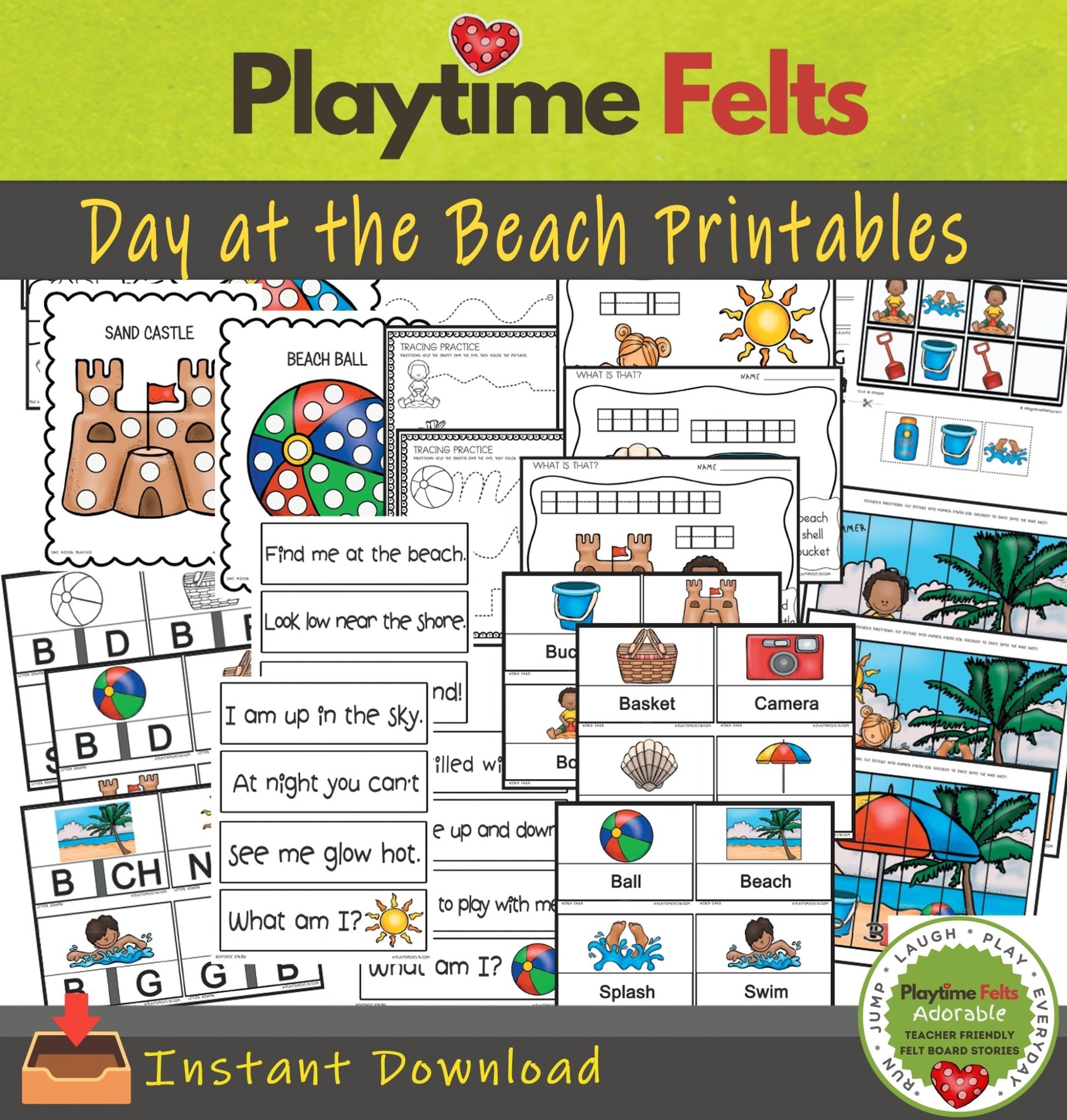 Summer Literacy Activities Color, Trace, Cut & Paste Printable Preschool Worksheets - Preschool Activity Sheets Playtime Felts