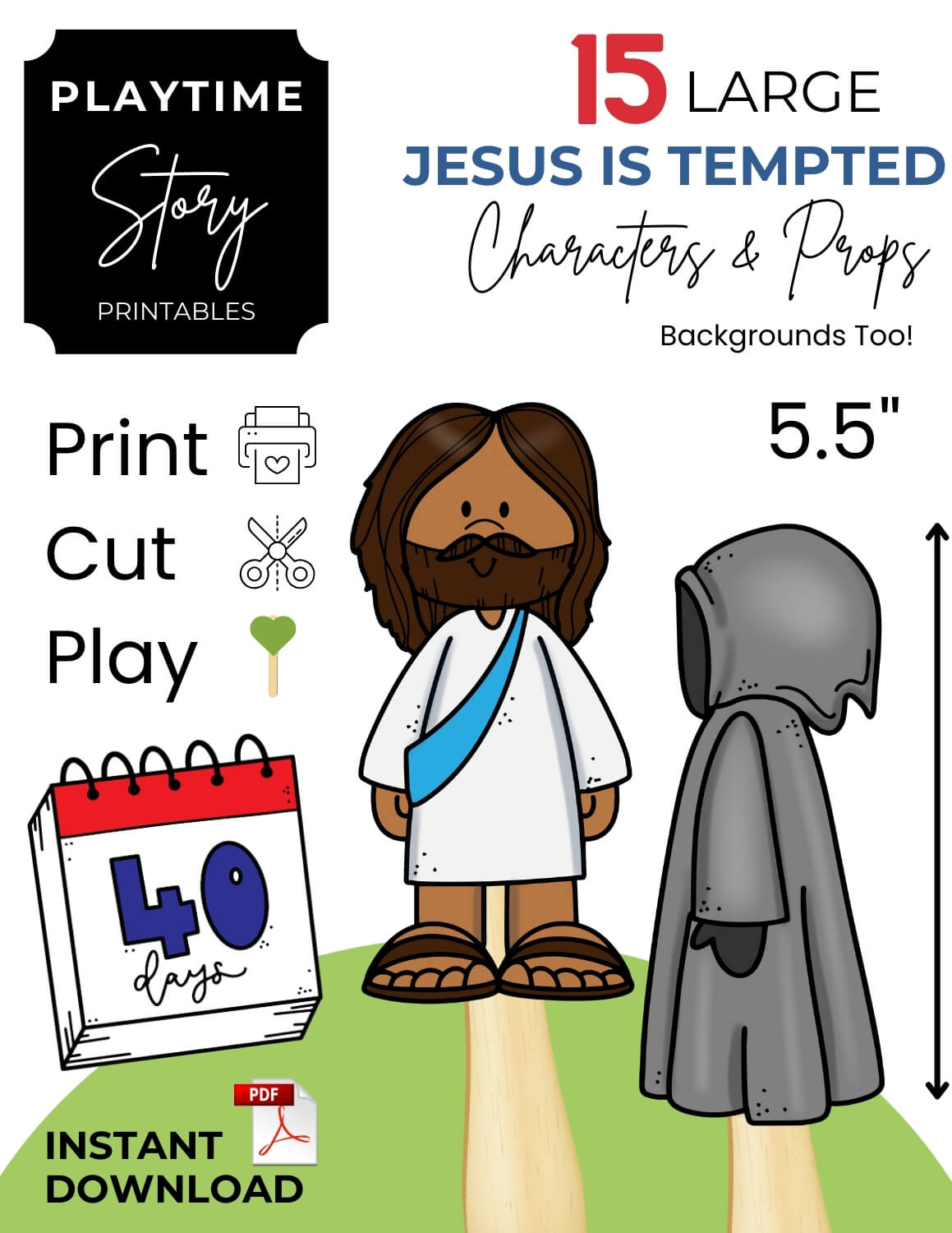 Temptation of Jesus Story Printables | Felt Board & Magnetic Story Images - Story Printables Playtime Felts