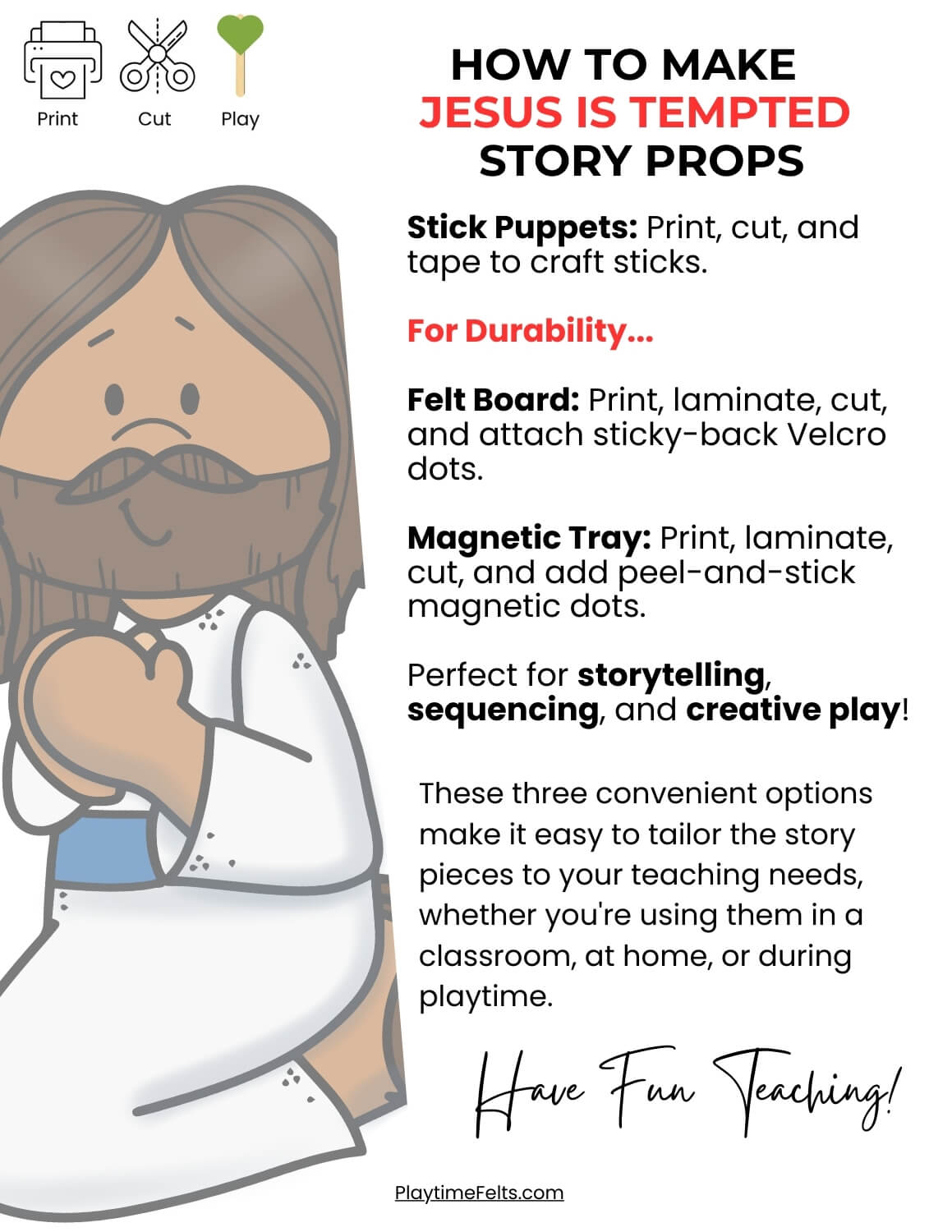 Temptation of Jesus Story Printables | Felt Board & Magnetic Story Images - Story Printables Playtime Felts