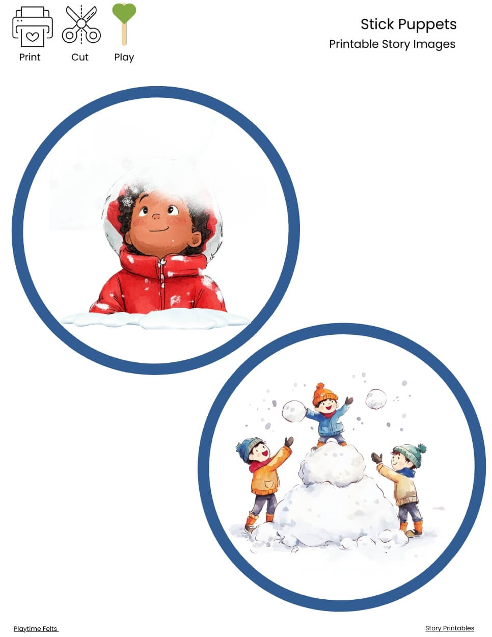 The Snowy Day | Short Story for Kids | Stick Puppets Winter Theme Idea - Stick Puppets Playtime Felts