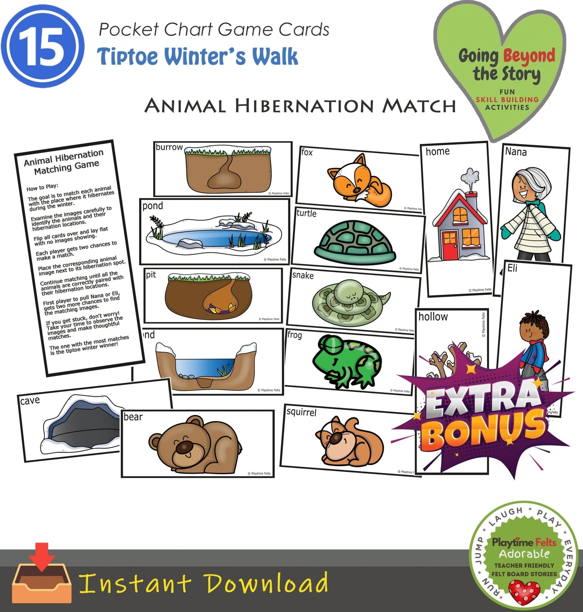 Winter Hibernation Story Cards, Storytelling Props & Pocket Chart Activities BUNDLE PACK❣️ - Preschool Activity Sheets Playtime Felts