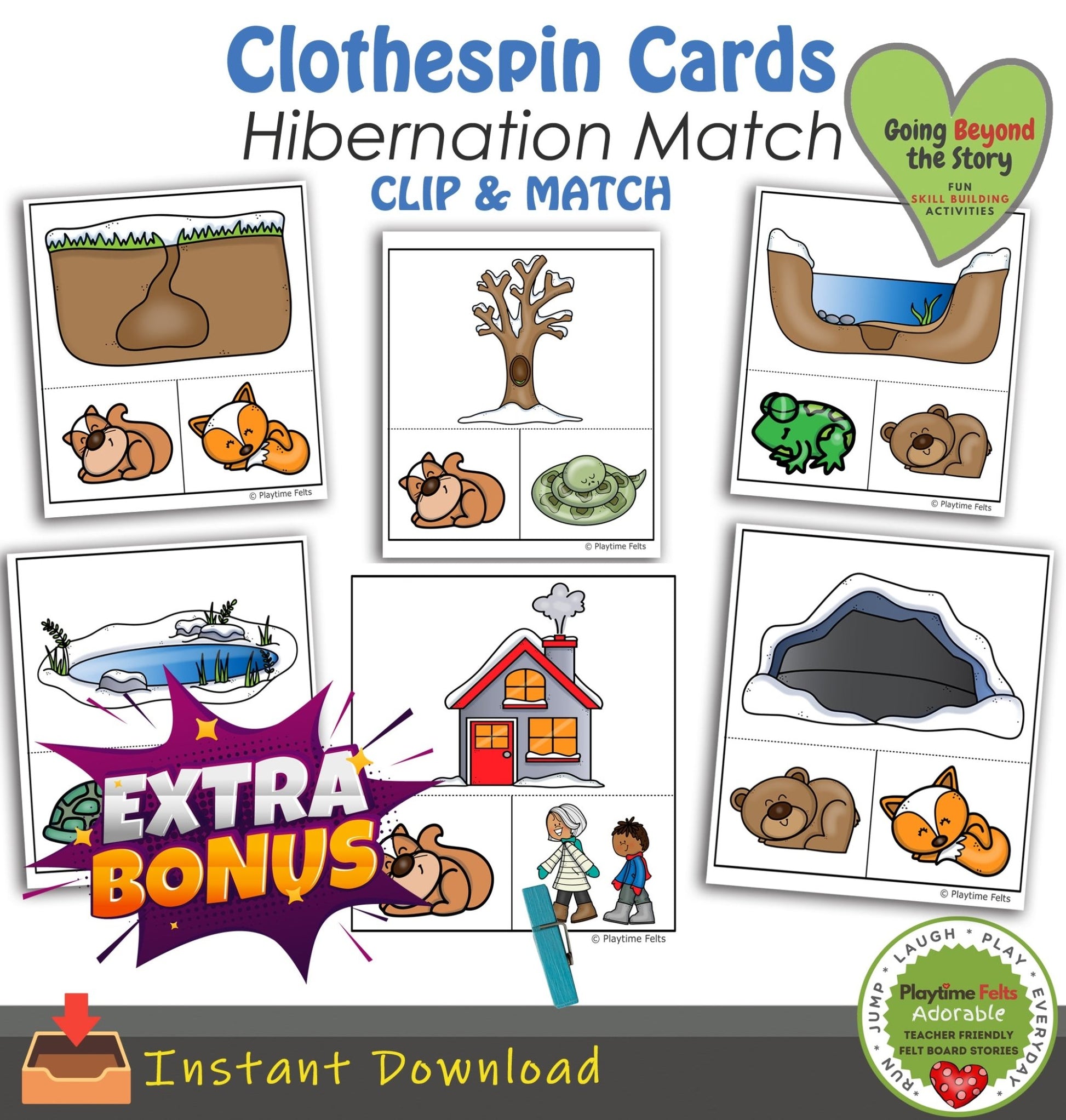 Winter Hibernation Story Cards, Storytelling Props & Pocket Chart Activities BUNDLE PACK❣️ - Preschool Activity Sheets Playtime Felts