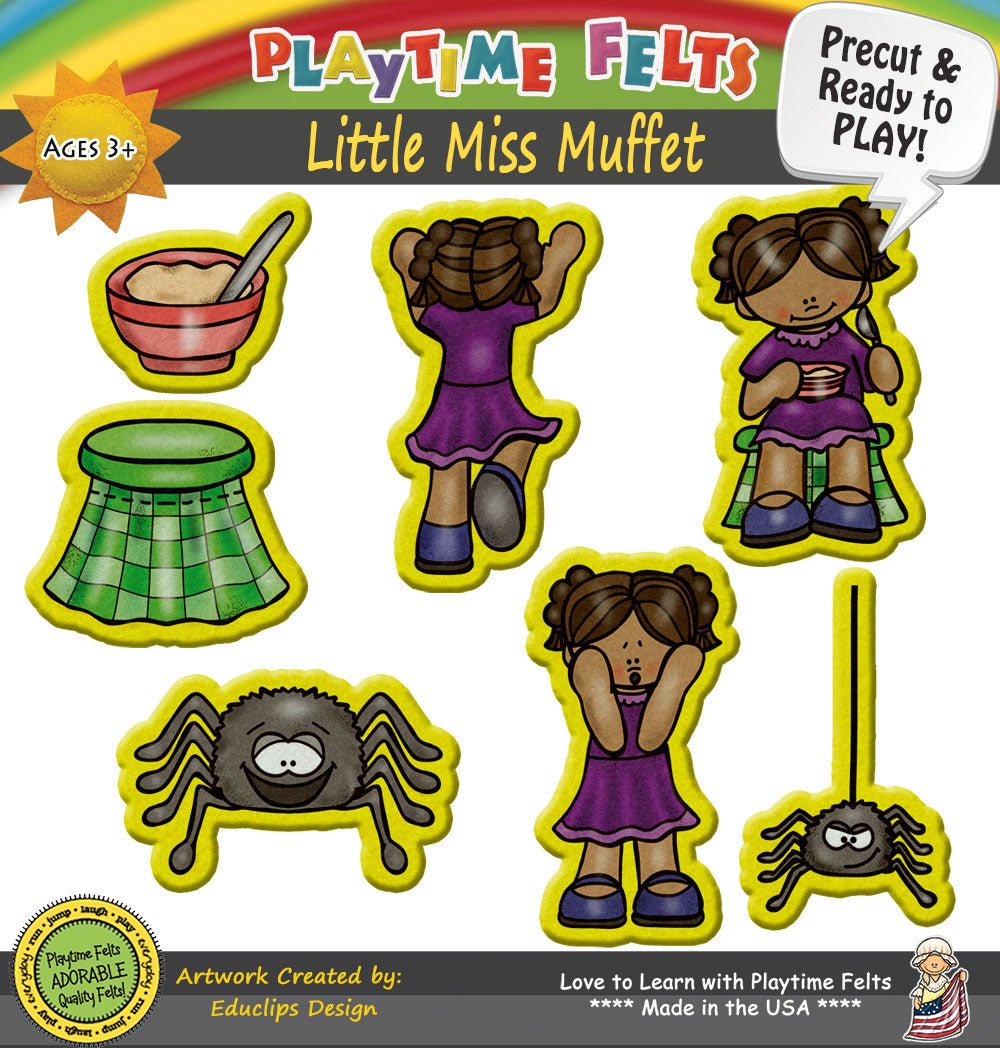 Little Miss Muffet| Nursery Rhyme Felt Board Stories - Felt Board Stories for Preschool Classroom Playtime Felts